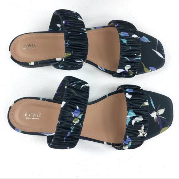 Lewit Elena Rushed Slide Navy Floral Sandals 39.5 - Picture 3 of 9